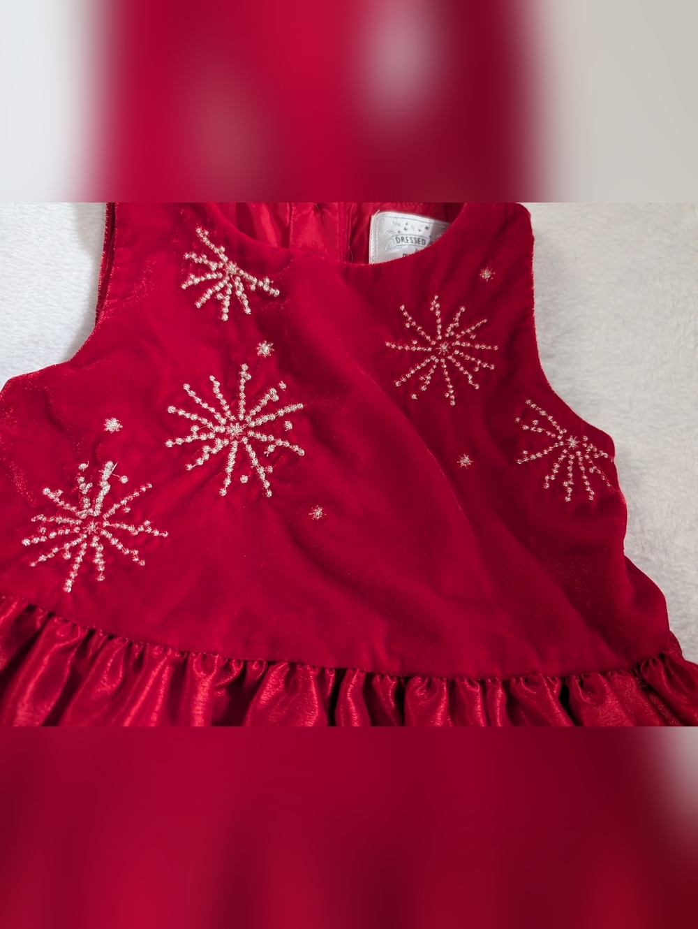 Stunning Dressed Up by Gymboree Red Velvet Sparkle Dress - Size 3T - Picture 6 of 10